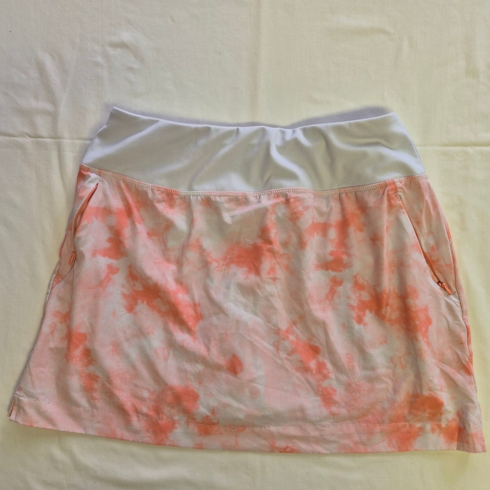Athletic Skirt Tie Dye Print‎ White Waistband Pockets Women's Size L